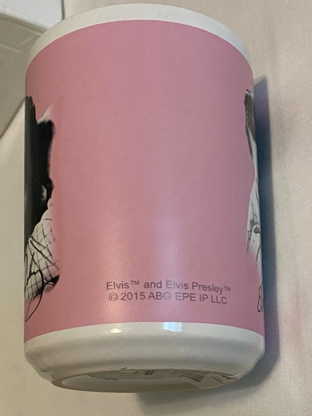 Pink Ceramic Portrait Coffee Mug with Signature Graphic - Unbranded